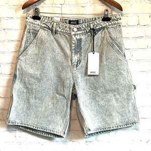 WeSC Carpenter Shorts Adult Size 31 Light Blue Acid Stone Wash Look Denim NWT